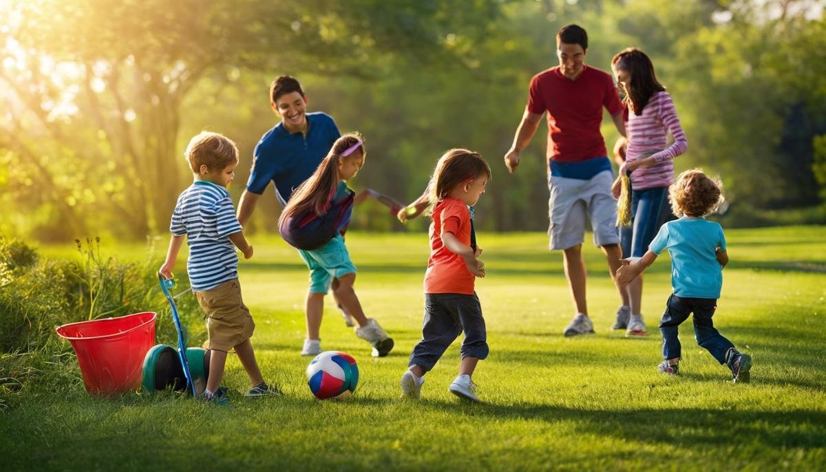A family engaging in recreational activities together, symbolizing a well-rounded lifestyle for children with ASD.