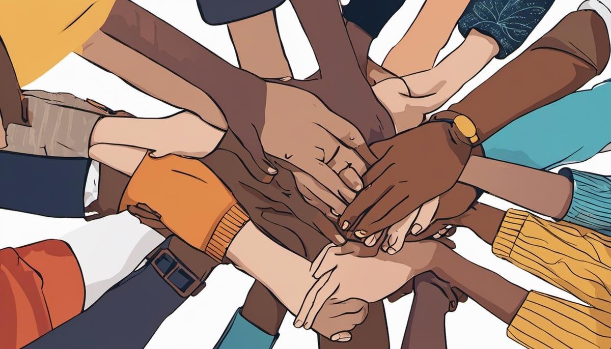 Image description: The image shows a diverse group of people holding hands, representing inclusivity and understanding.