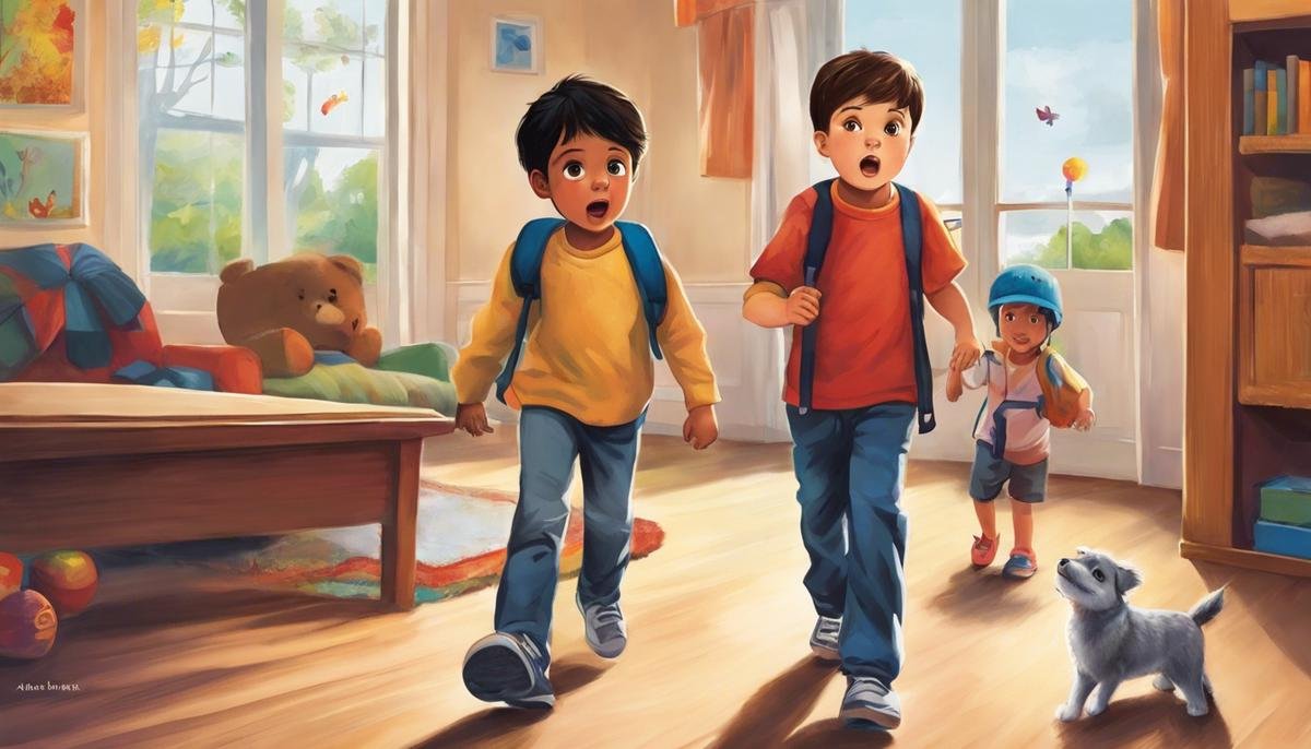 Illustration of a child with Autism Spectrum Disorder (ASD) exhibiting aggressive behavior, with parents and professionals offering support and guidance during the journey.