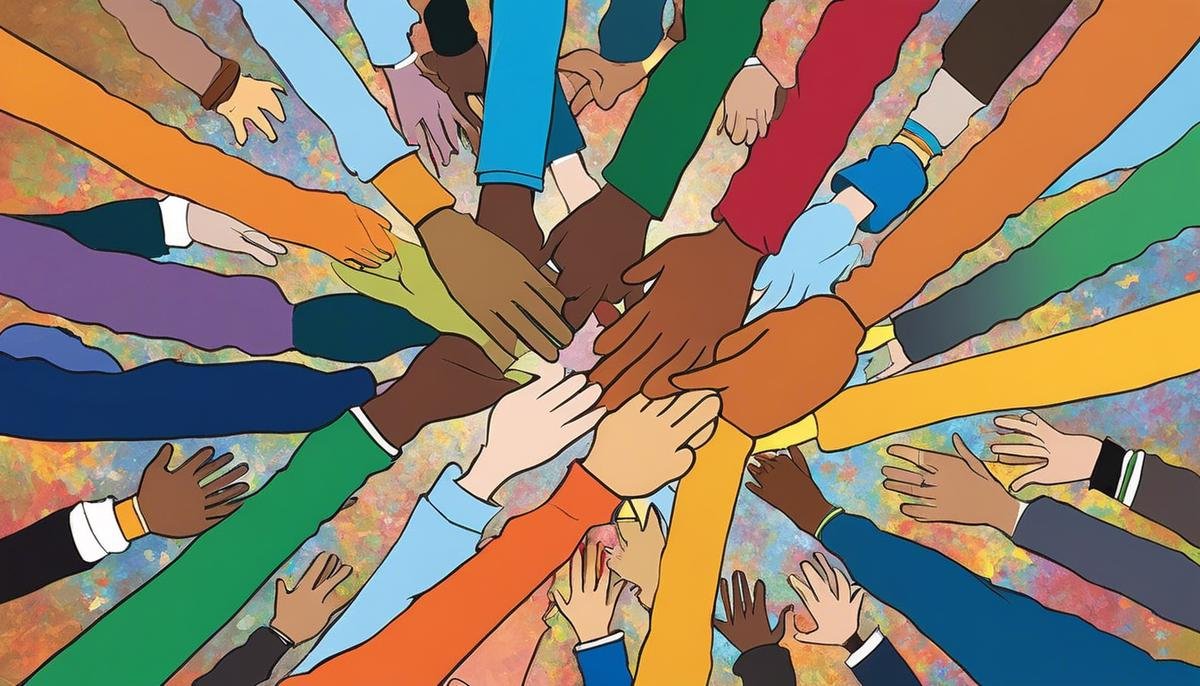 An image depicting a diverse group of people holding hands, symbolizing support and acceptance for individuals with Autism Spectrum Disorder.