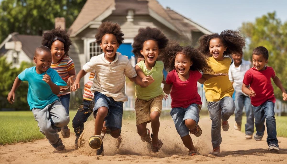 Image of a diverse group of children laughing and playing together, symbolizing the beautiful diversity in our homes and world.