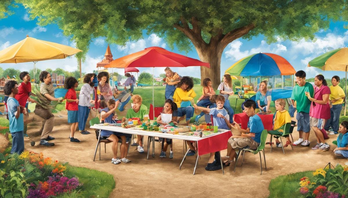 Image depicting a diverse group of adults with autism engaging in various activities