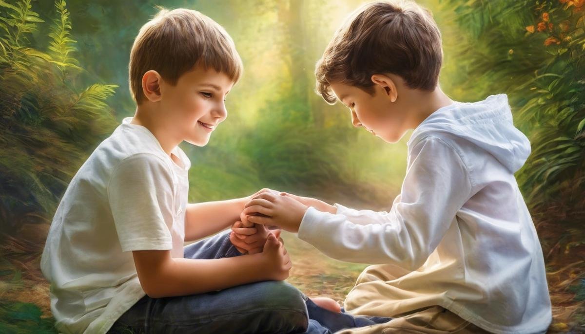 Children with autism and dyslexia holding hands, symbolizing support and understanding