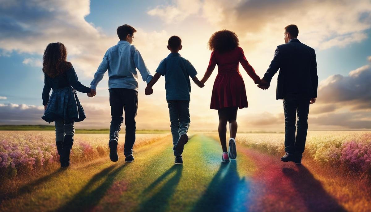 A group of diverse individuals with Autism holding hands, symbolizing unity and support