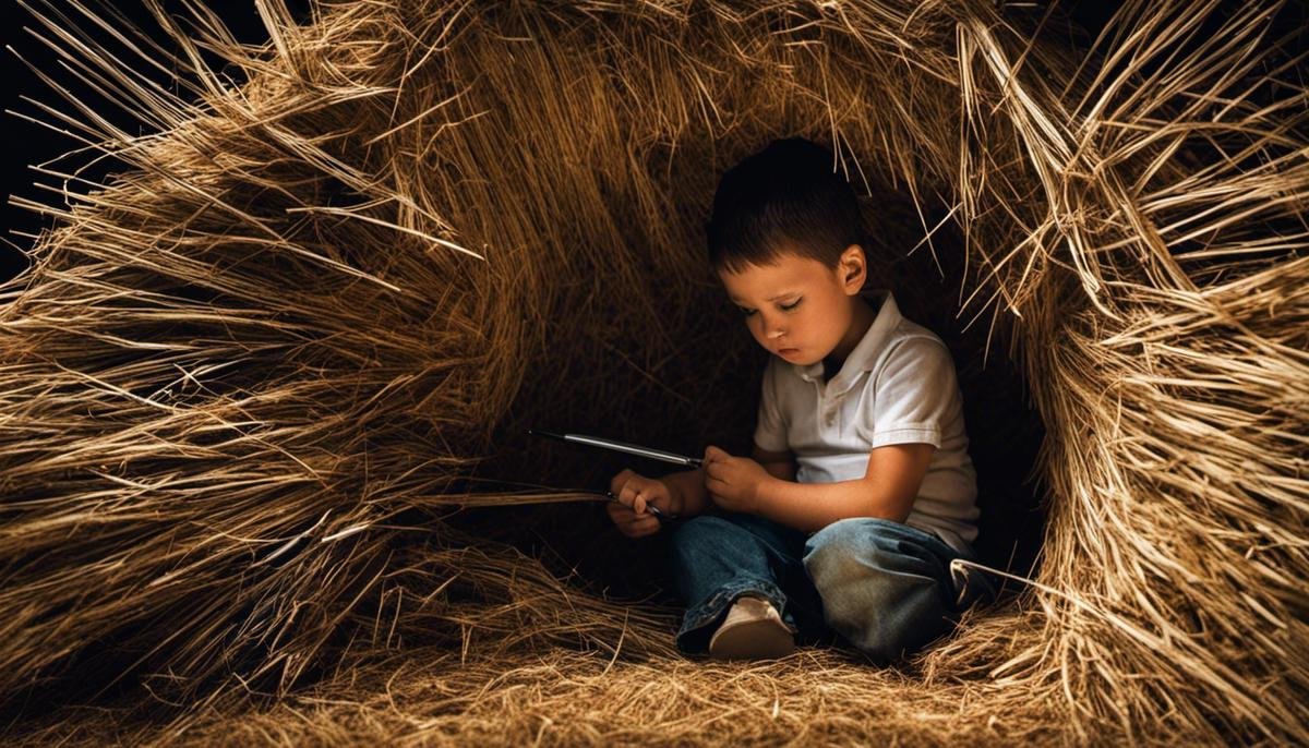 Image illustrating the challenges faced in autism diagnostics, symbolizing complexity and finding a needle in a haystack.