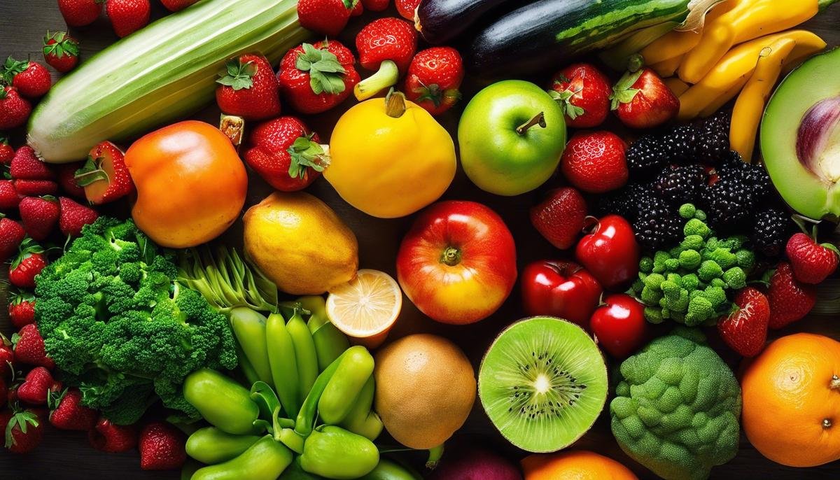 An image showing a diverse plate of colorful fruits and vegetables, representing the importance of a varied and nutrient-rich diet for individuals with Autism Spectrum Disorder.