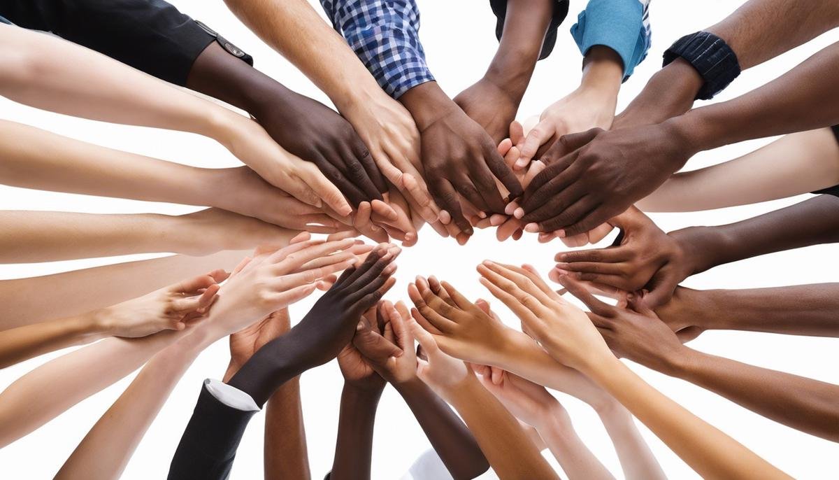 Image description: A diverse group of people holding hands in support, representing the concept of understanding and support for individuals with autism.