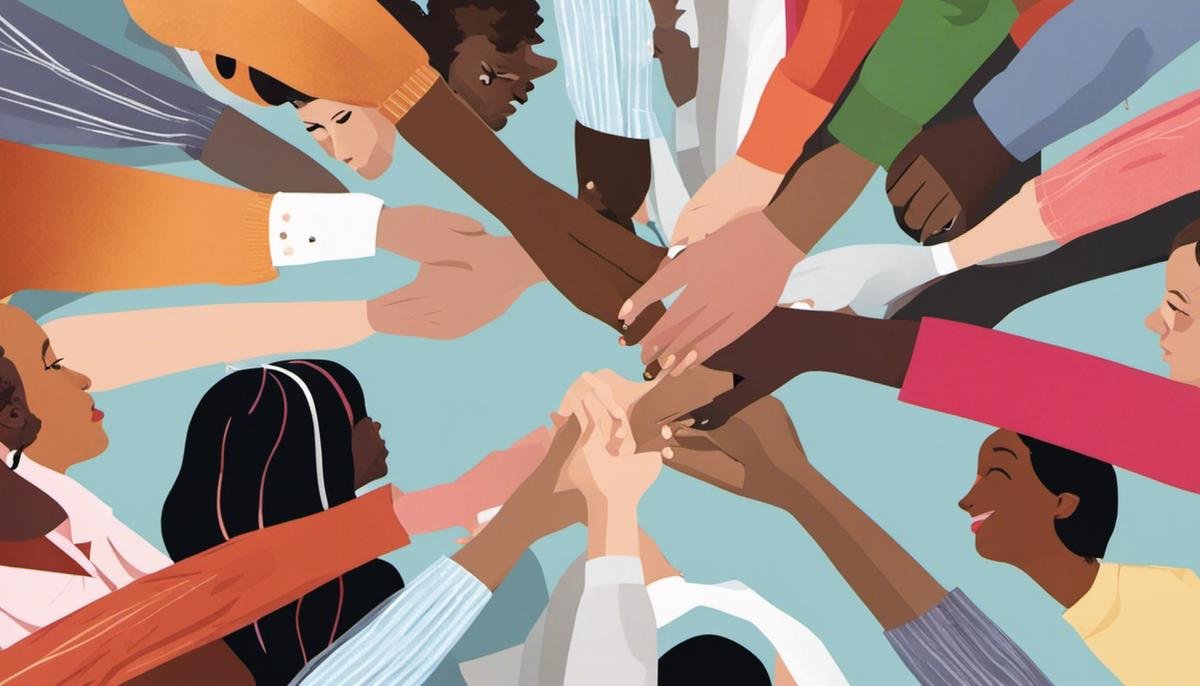 Image description: An image showing a diverse group of people holding hands in a circle, representing inclusivity and acceptance.