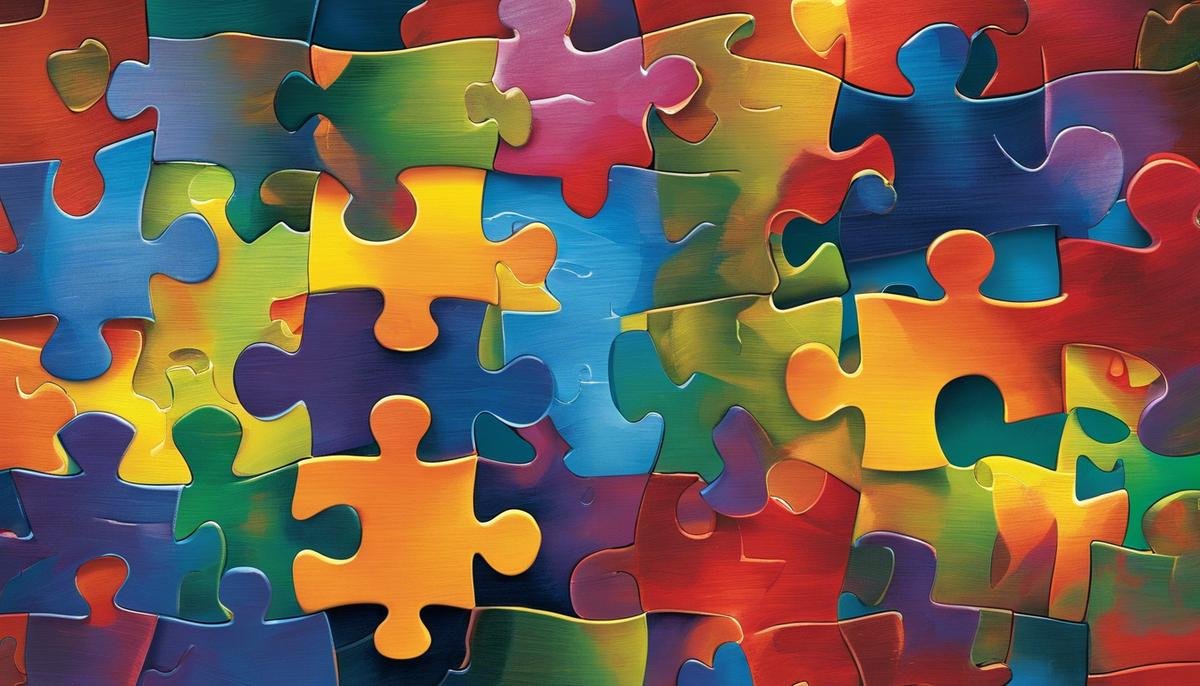 An image featuring puzzle pieces connected together, symbolizing the diversity and interconnectedness of individuals with autism.