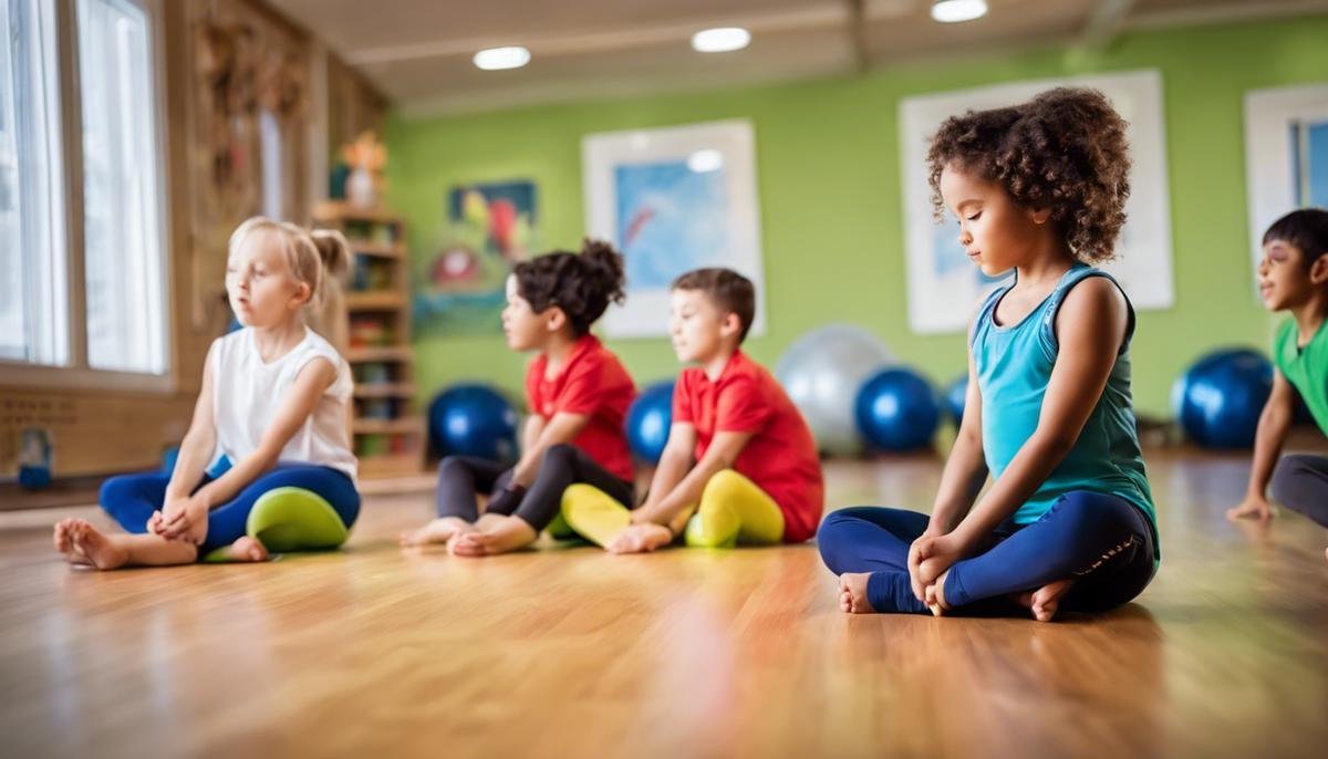 Image depicting children with autism engaging in flexibility exercises