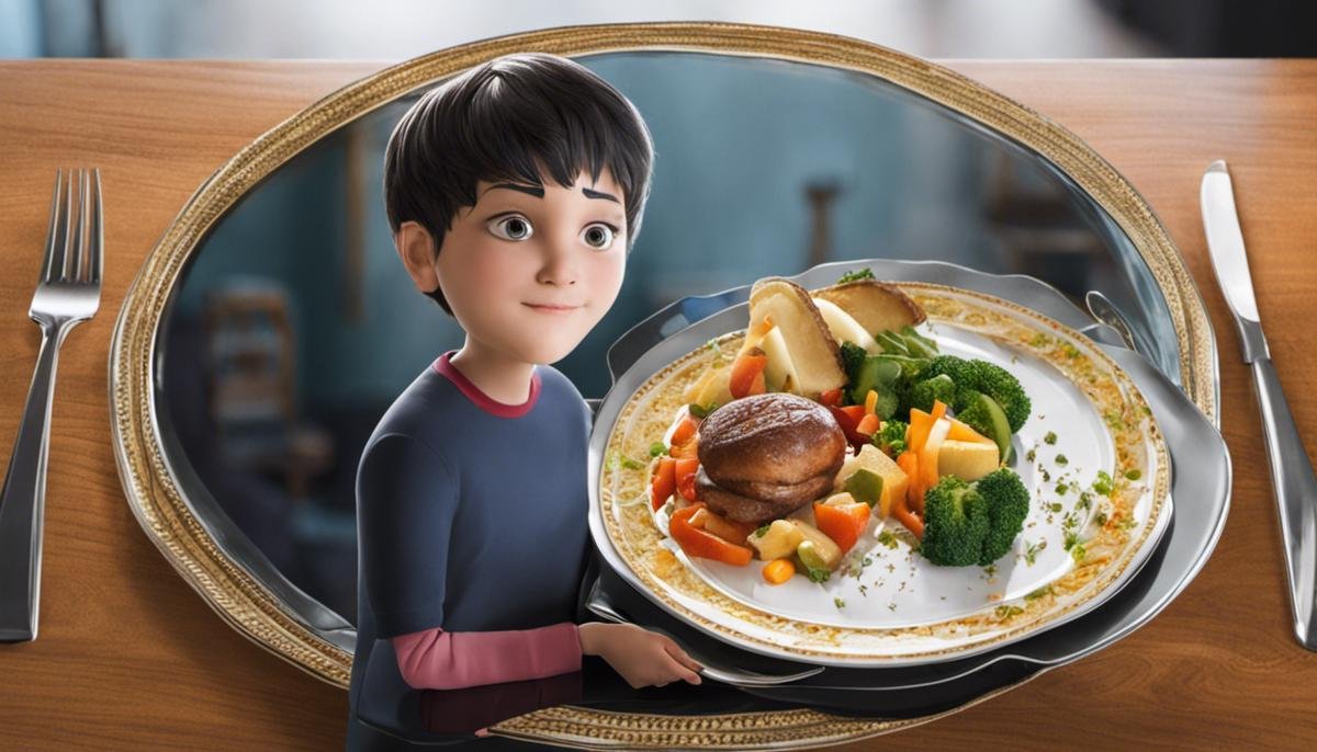 Image depicting a person with autism and a plate of food