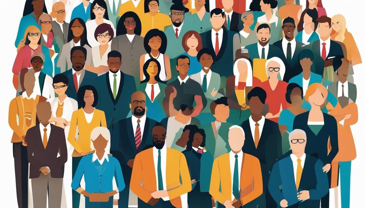 An image depicting a diverse group of individuals in a business setting, symbolizing an inclusive and accommodating environment for people with autism.