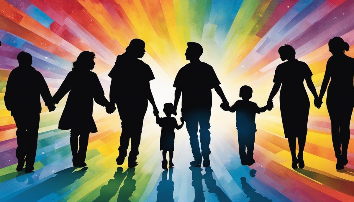 A colorful image depicting a diverse group of people holding hands, symbolizing unity and support for individuals and families affected by autism.