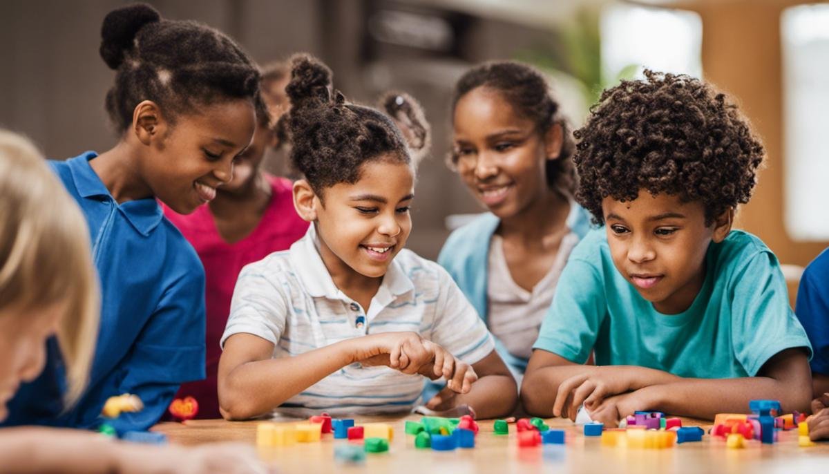 Image description: A group of children with autism engaging in a therapy session.