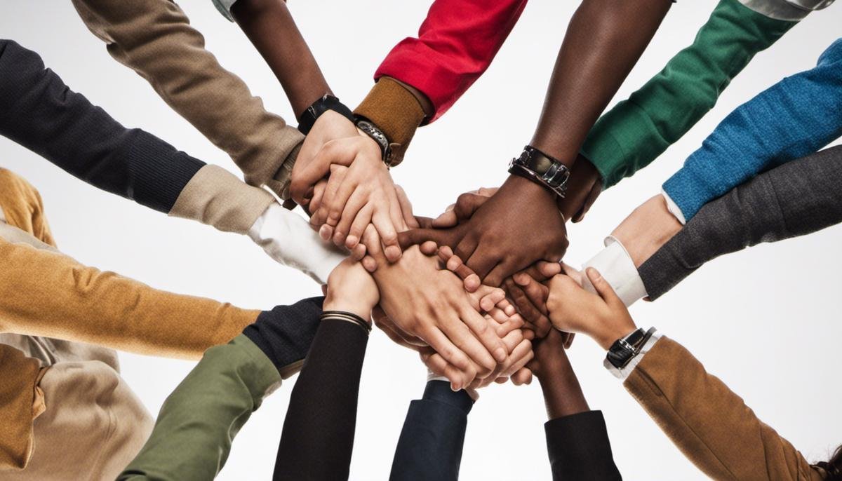 A diverse group of individuals holding hands in solidarity, representing the importance of understanding and inclusivity for the autistic community.