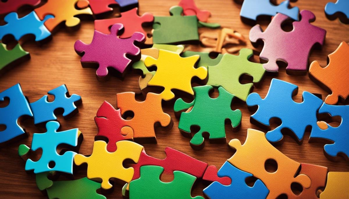 A colorful image of a puzzle piece with several other puzzle pieces connected to it, representing the importance of planning strategies for individuals with autism.