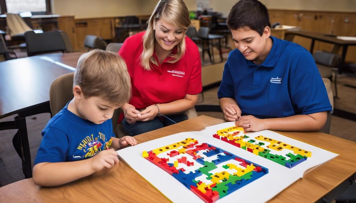 Image of individuals with autism practicing safety skills with their caregivers