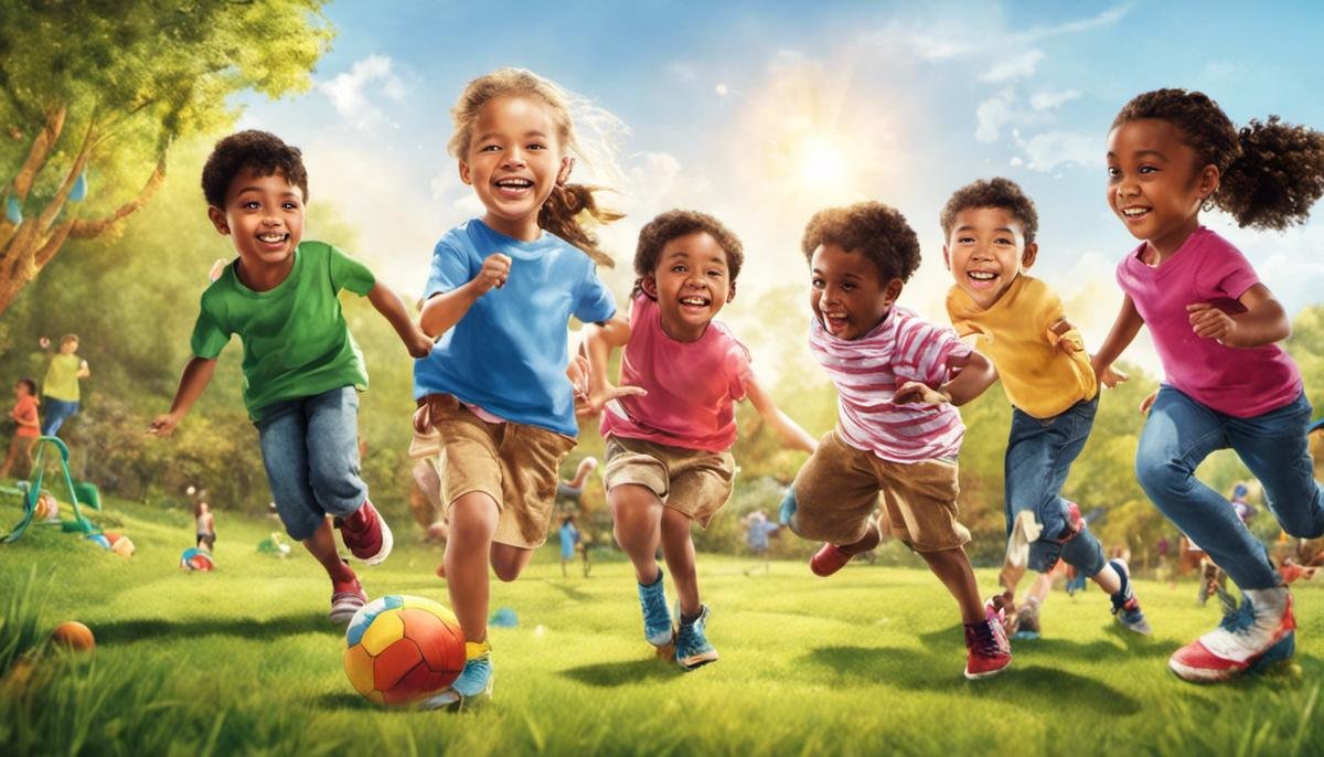 Image description: A diverse group of children with autism playing together and smiling.