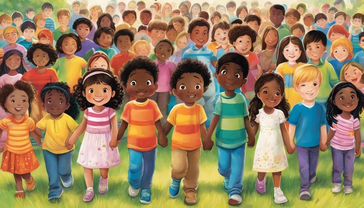 Illustration of a diverse group of children holding hands, representing the beauty of human diversity and inclusivity in understanding autism spectrum disorders.