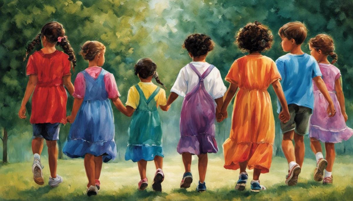 A diverse group of children holding hands, symbolizing the beauty and strength of autistic children.