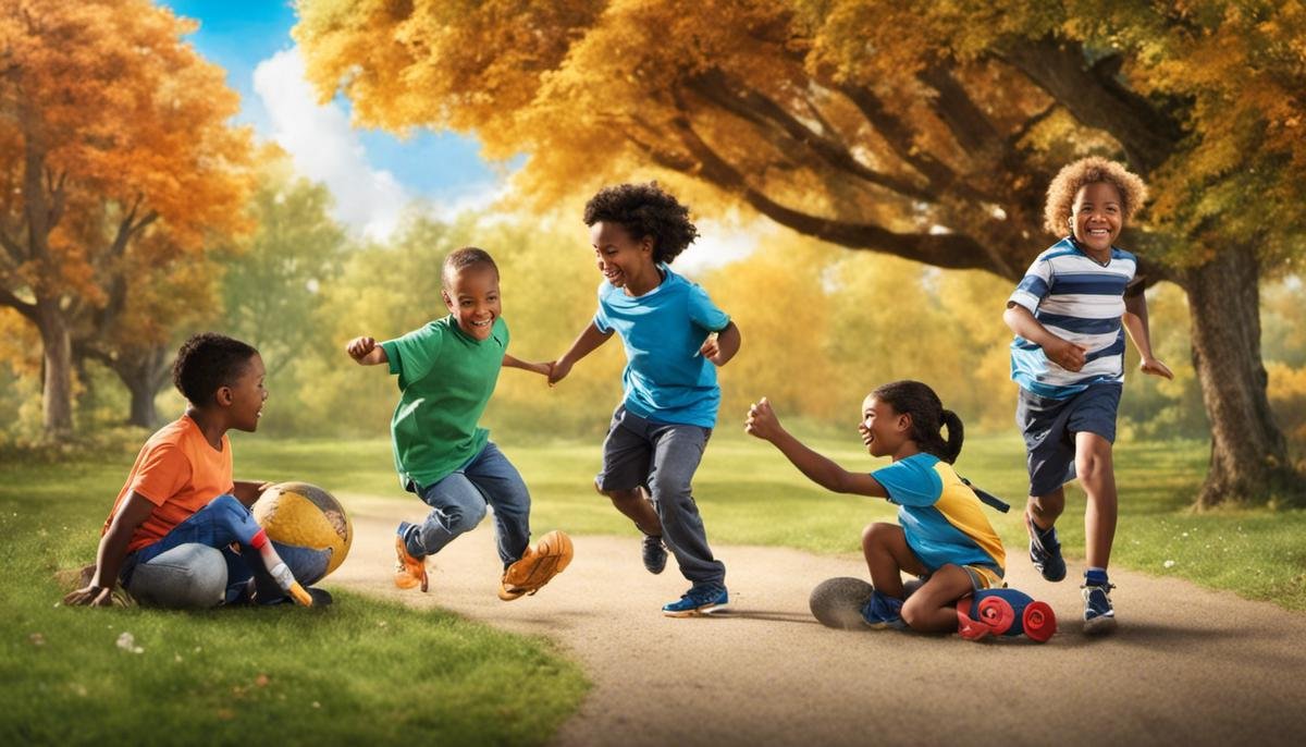 Image depicting a diverse group of children playing and interacting, representing the inclusive atmosphere we aim to create for children with autism in our community.