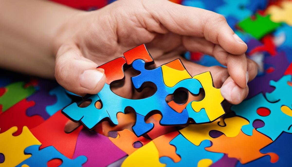 A person holding a colorful puzzle piece representing autism treatment