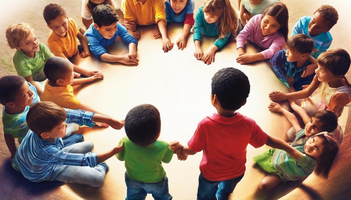 An image depicting children holding hands in a circle, representing inclusion and understanding of autism.