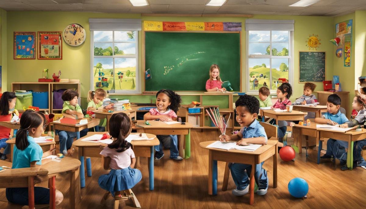 Image depicting children with various abilities engaging in a classroom activity