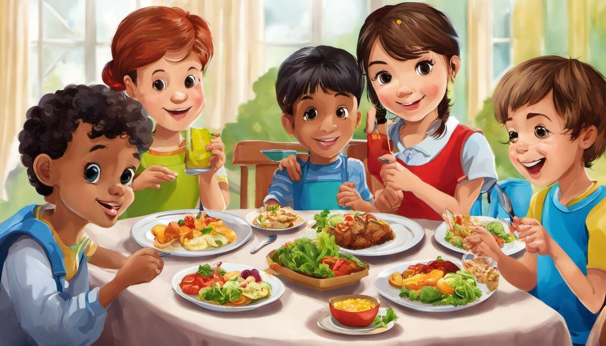 A group of children with autism enjoying a healthy meal together