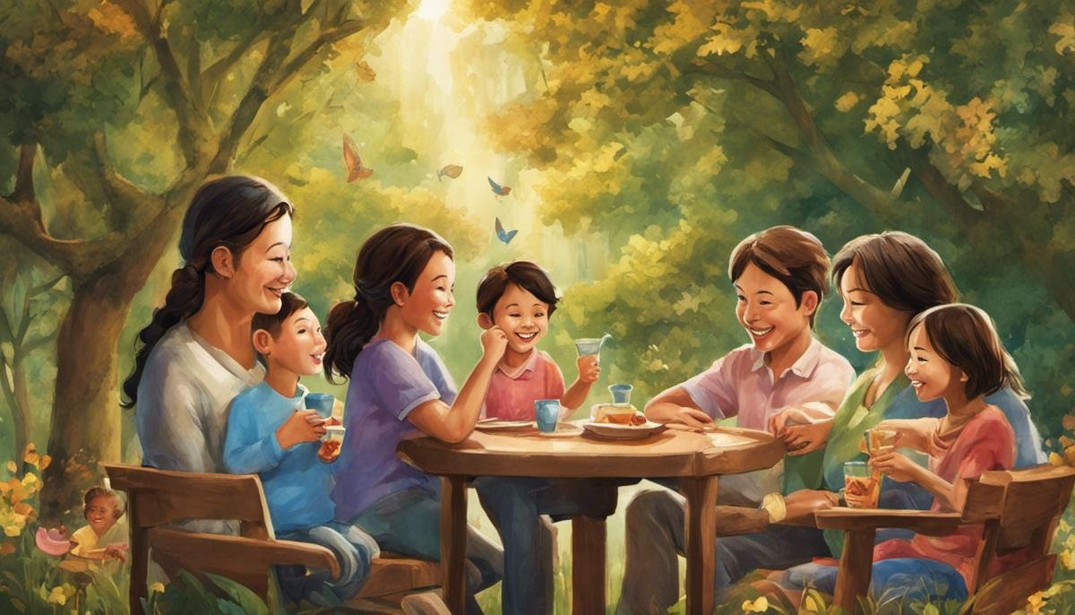 Image depicting a diverse family happily spending time together, including a parent on the autism spectrum, embracing their unique parenting journey.