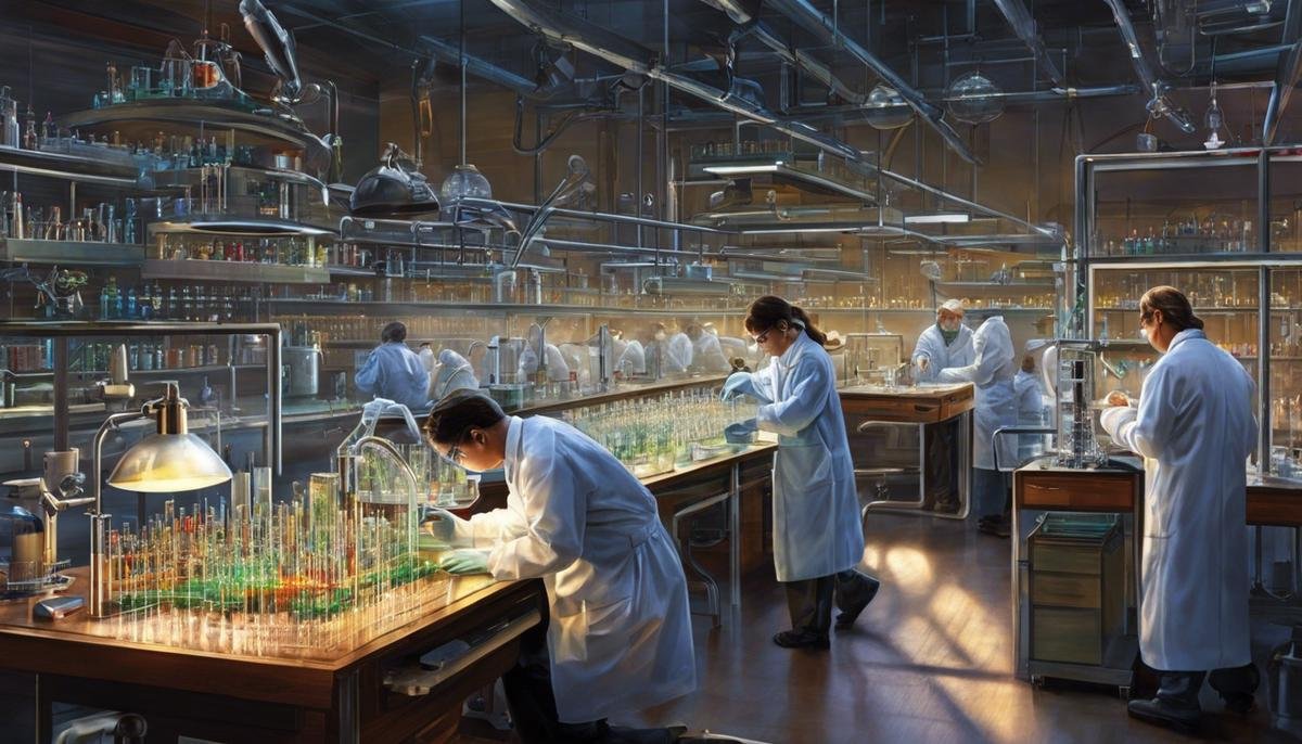 An image depicting scientists working in a laboratory, symbolizing the biomedical research on autism.