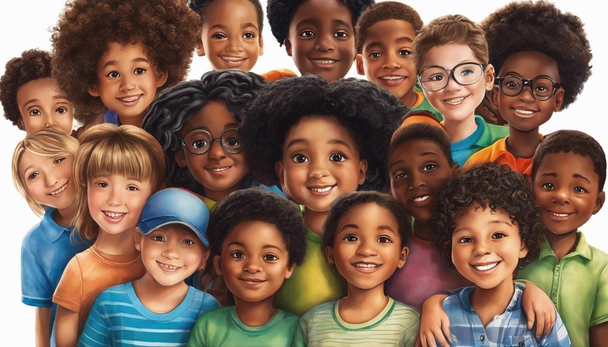 A diverse group of children standing together, representing the support and understanding for Black children with autism.
