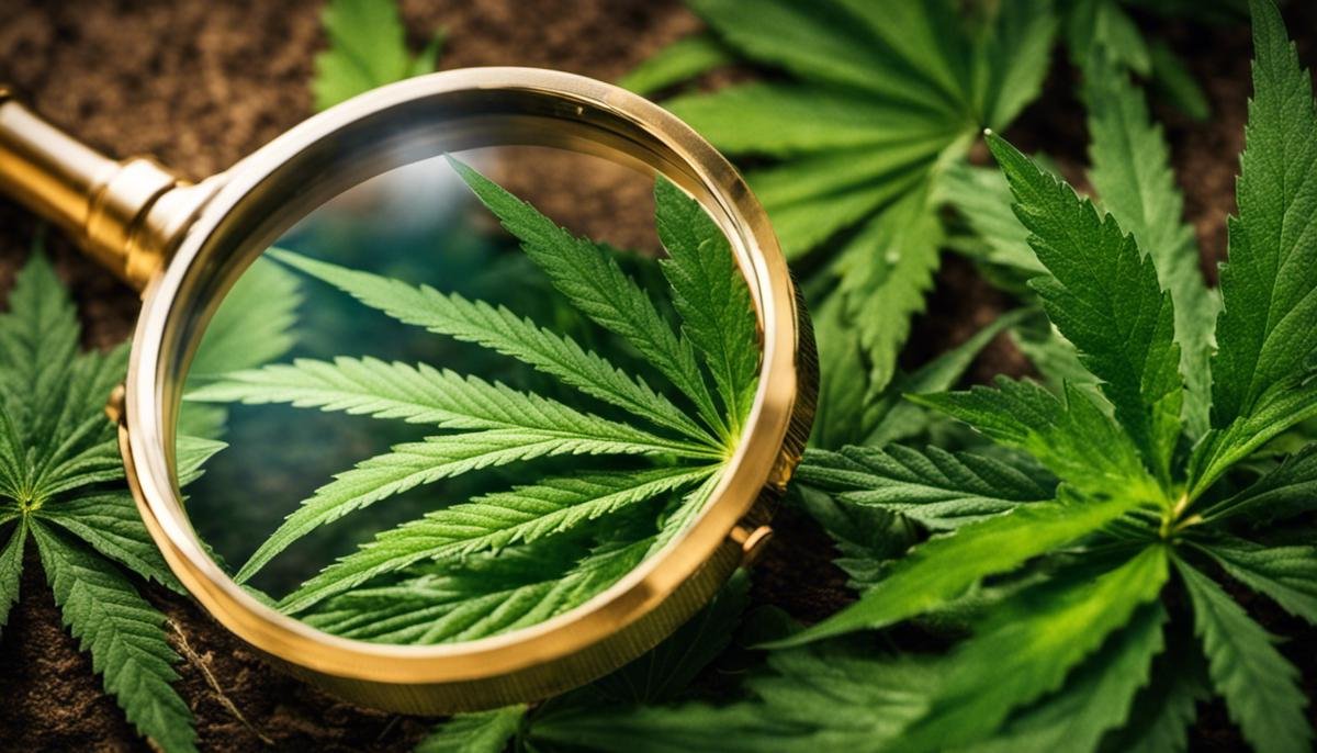 Image depicting a magnifying glass uncovering the truth about cannabis, with various marijuana leaves in the background.
