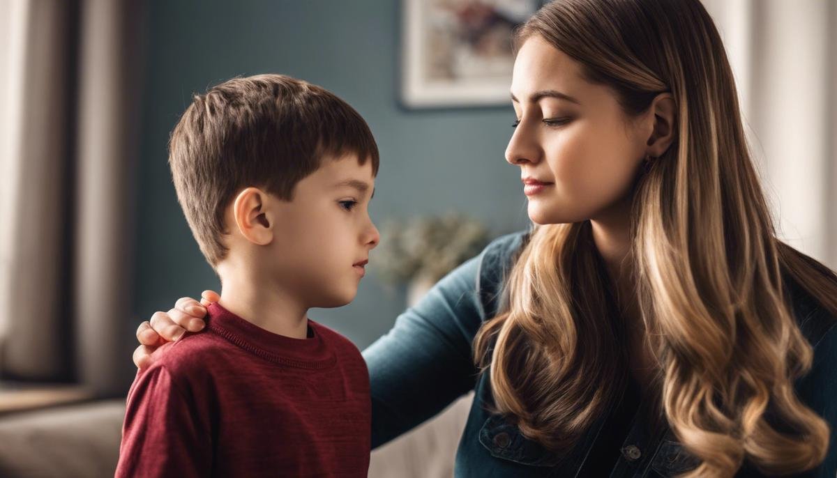 Image of a caregiver and an autistic child, representing the topic of managing hitting behaviors in autistic children.