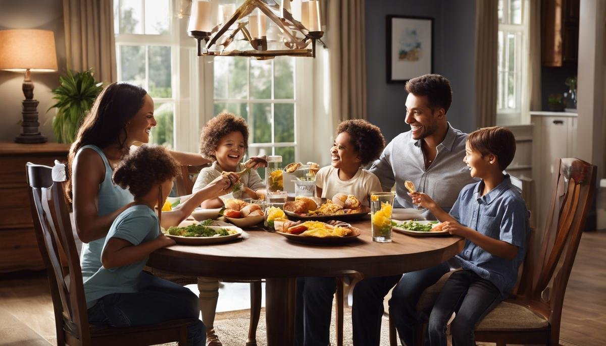 Image of a happy family enjoying a casein-free meal together