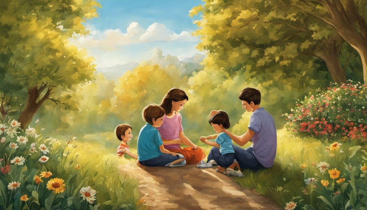 Illustration of a family working together, representing a consistent, predictable co-parenting environment for children