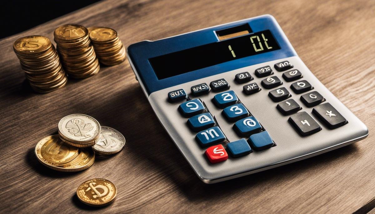 Image depicting a calculator and coins on a table with a dollar sign, representing the financial aspects of supporting adults with autism.