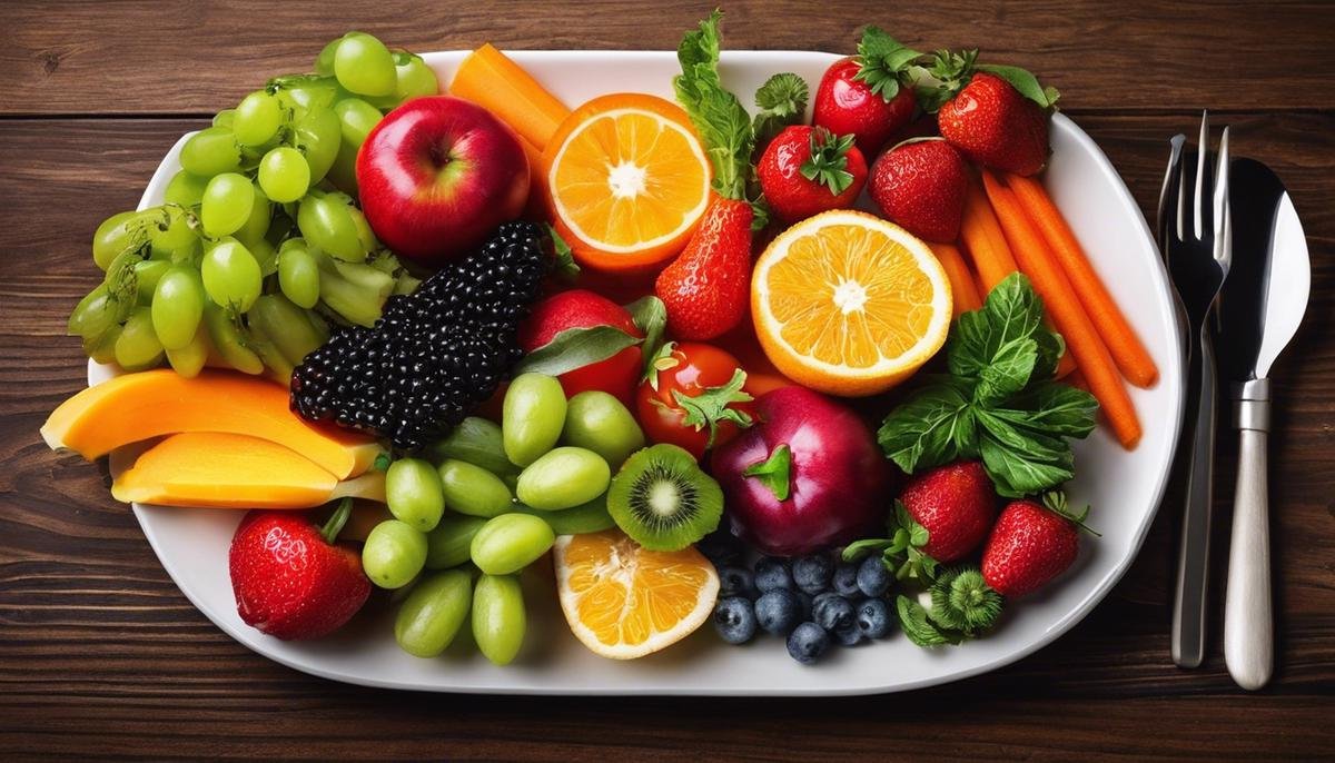 Image description: A plate of colorful fruits and vegetables, symbolizing a nutritious diet for children with autism
