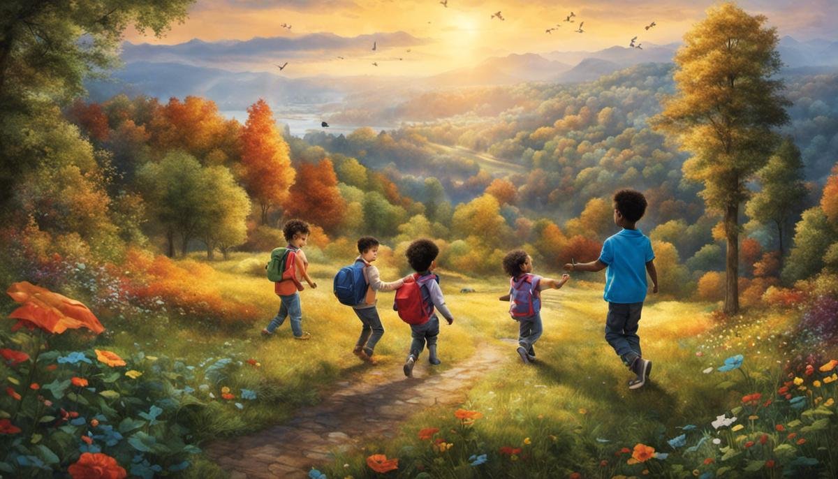 Image depicting diverse children interacting and exploring the concept of autism, symbolizing inclusion and understanding