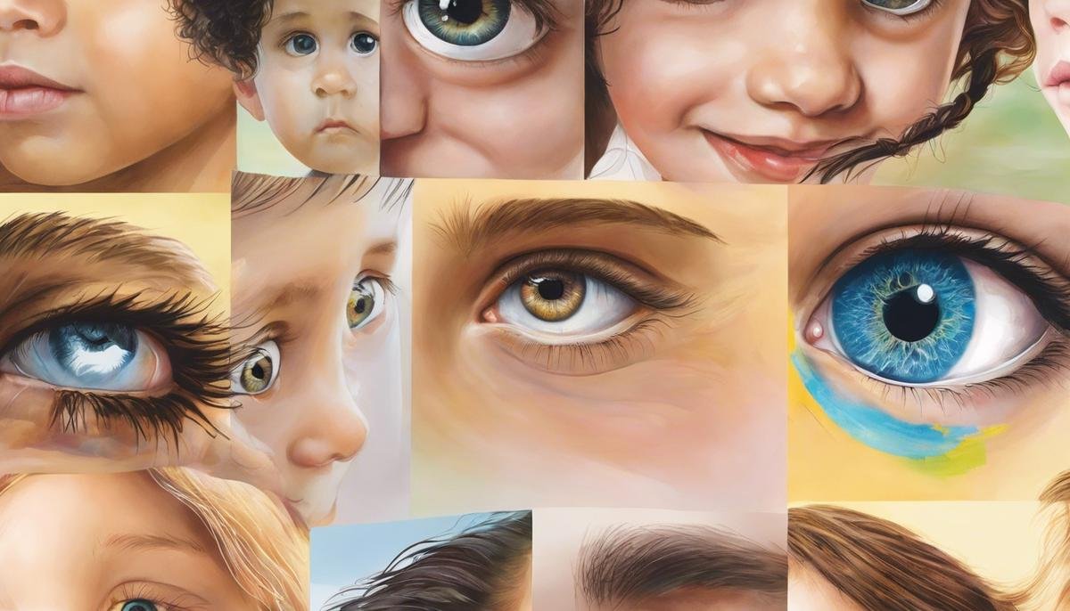 Illustration depicting different eye gaze patterns in children with autism