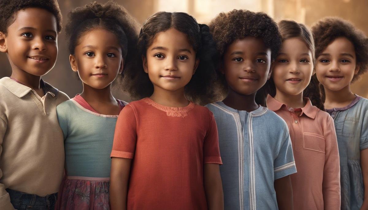 Image depicting diverse children standing together, symbolizing the importance of fair and equal diagnosis for all children with dashes instead of spaces