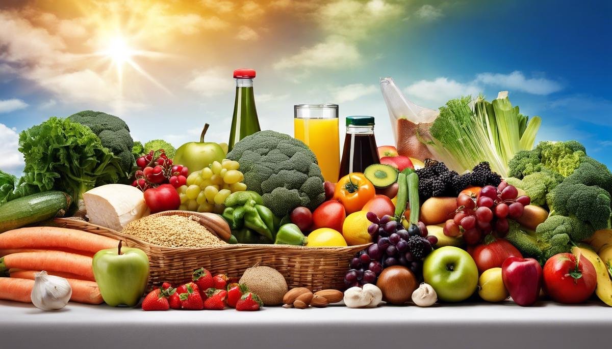 Image depicting a variety of healthy food options including fruits, vegetables, whole grains, and lean proteins.