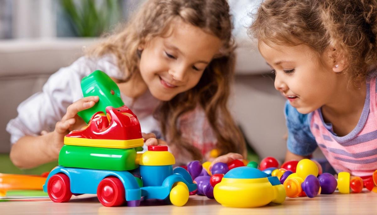 A group of children playing with colorful toys at a therapy session