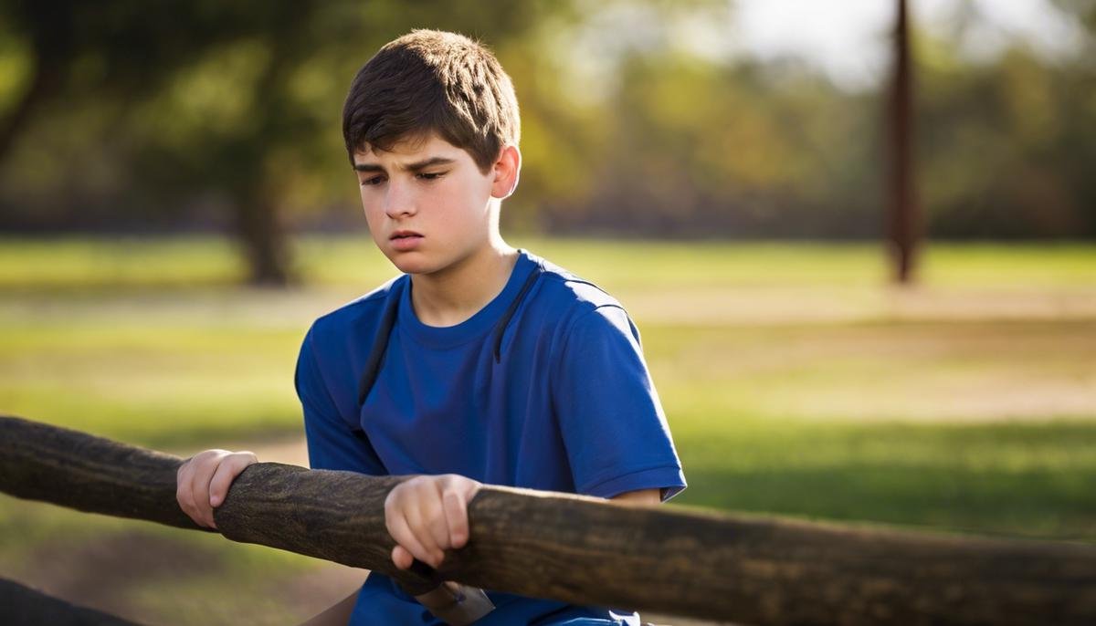 Image depicting a teenager with autism engaging in hitting behavior due to frustration and communication difficulties
