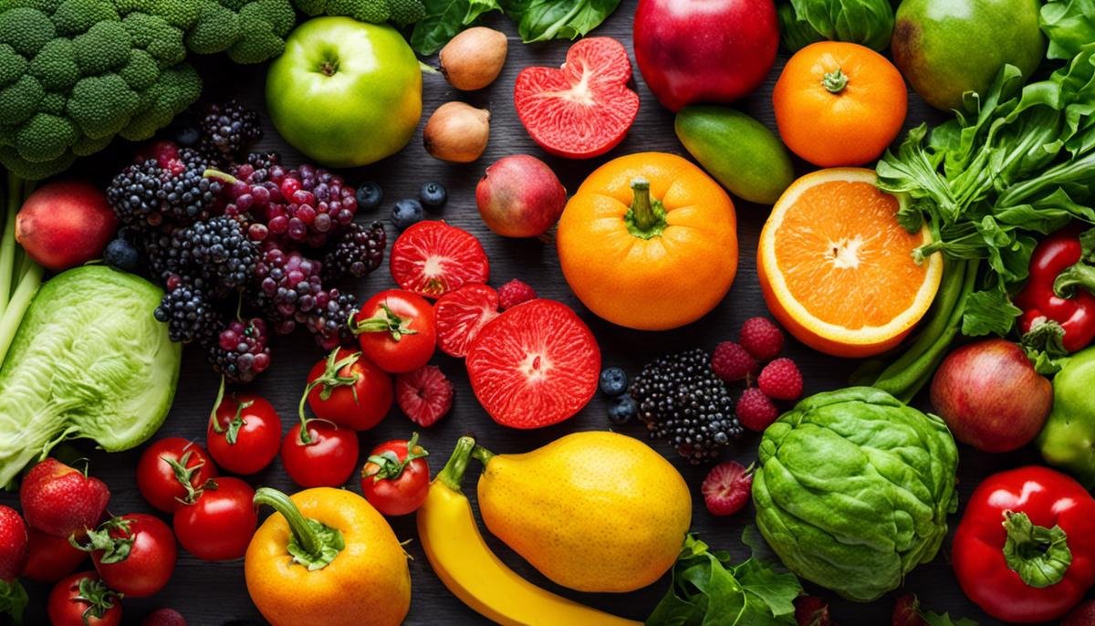 Image description: A variety of colorful fruits and vegetables representing immune-boosting foods.