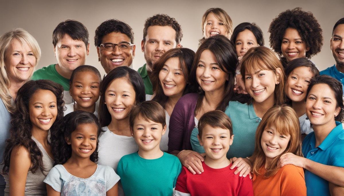 Image depicting a diverse group of people supporting each other, representing the importance of a strong support system for parents with autism starting a family.