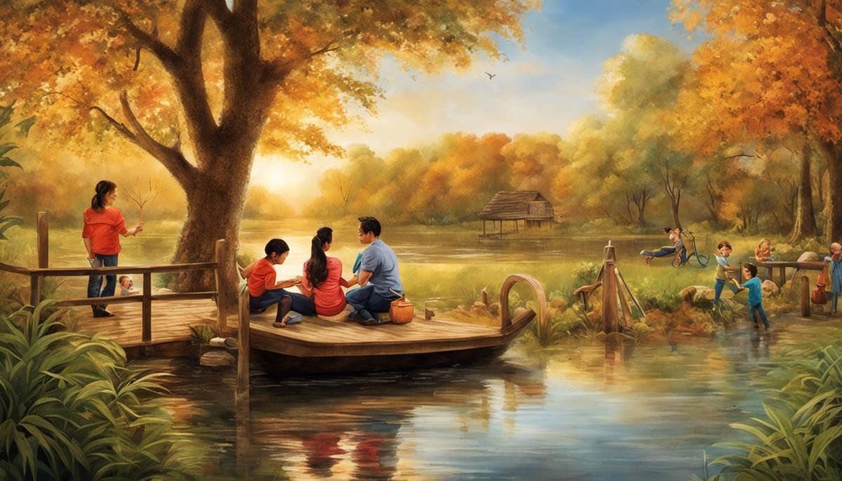 Image depicting a warm family environment with parents and children engaging in different activities, representing the nurturing and understanding environment discussed in the text.