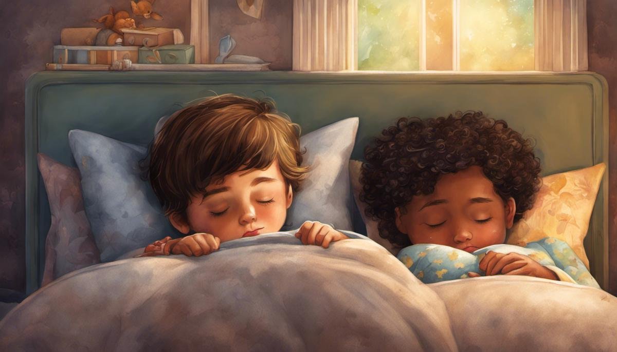 illustration of children with autism sleeping peacefully in a cozy, comfortable bed