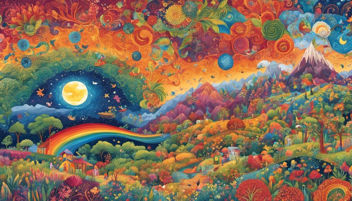 Illustration of colorful tapestries representing the magic and diversity of Autism