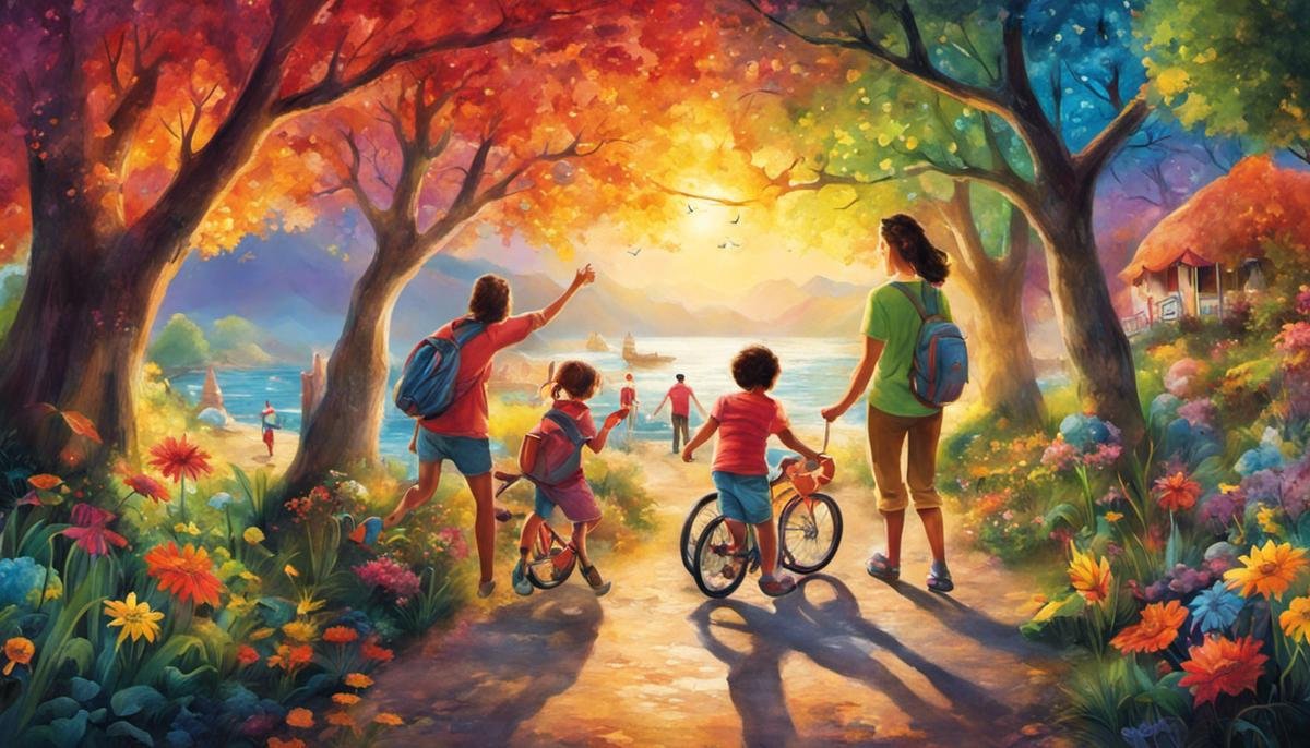 A colorful image showing a family engaging in activities together, representing the challenges and triumphs of managing sensory overload.